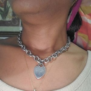 Tiffany and Co Sterling Silver Heart Pendant necklace 16 inches